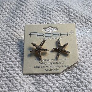 Fresh Sparkling Crystal Starfish Earrings